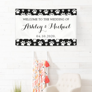 Banderoles Motif des pattes, noir et blanc, Mariage