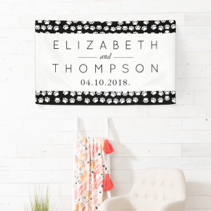Banderoles Motif des pattes, noir et blanc, Mariage