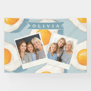 Banderoles Motif d'oeuf frit personnalisé amusant bleu drôle