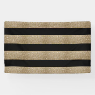 Banderoles motif géométrique preppy bandes noir et or