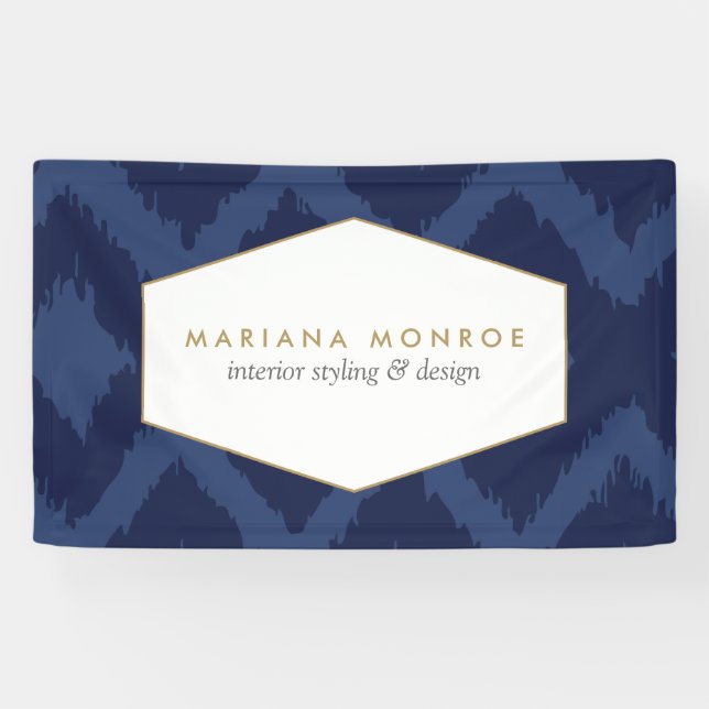 Banderoles Motif Ikat dans Blue Designer (Horizontal)
