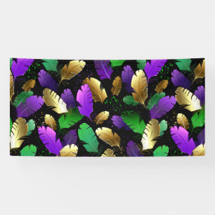 Banderoles Motif sans couture avec des plumes de Mardi Gras
