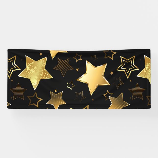 Banderoles Motif sans couture avec étoiles d'or (Horizontal)
