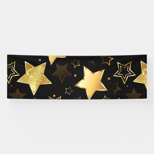 Banderoles Motif sans couture avec étoiles d'or (Horizontal)