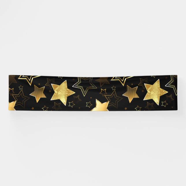 Banderoles Motif sans couture avec étoiles d'or (Horizontal)