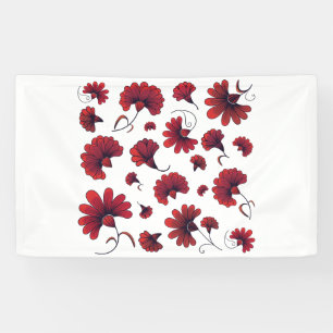 Banderoles Motif vectoriel de fleur d'œillet rouge