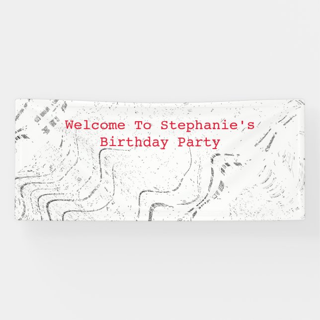 Banderoles Motifs noirs blancs Abstraits fête d'anniversaire (Horizontal)