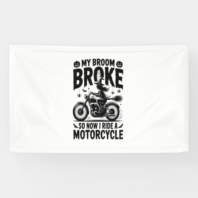 Banderoles Moto à cheval sorcière Halloween (Horizontal)