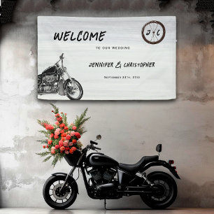Banderoles Moto moderne Aventure Biker Mariage Bienvenue