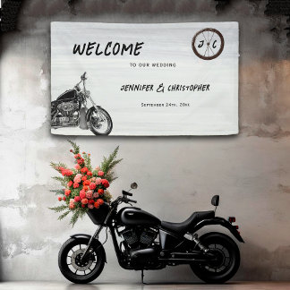 Banderoles Moto moderne Aventure Biker Mariage Bienvenue