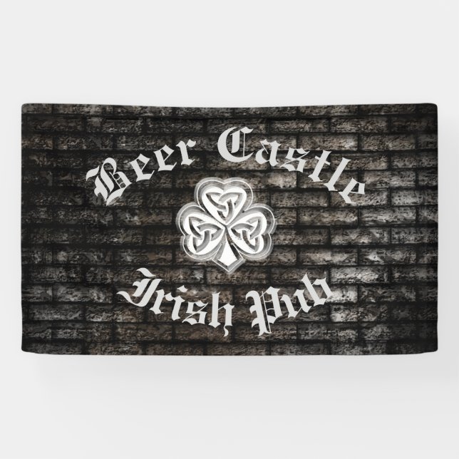 Banderoles Mur en brique moderne grundge shamrock irlandais (Horizontal)