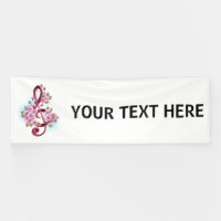 Musical treble clef notes with sakura flowers