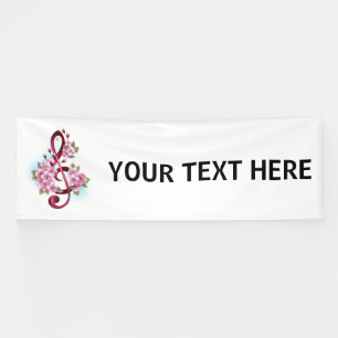 Banderoles Musical treble clef notes with sakura flowers