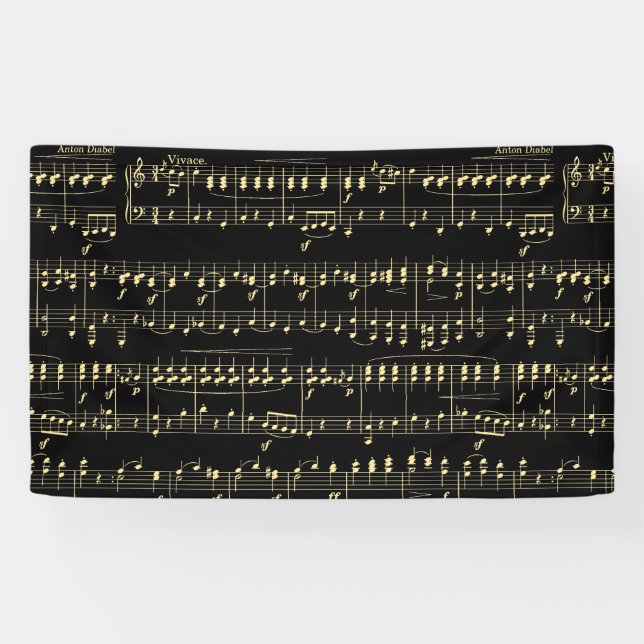 Banderoles Musique d'or en noir (Horizontal)