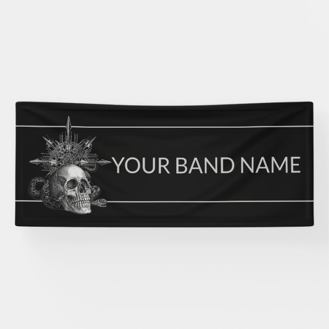 Banderoles Musique sur mesure Merch Rock Show Skull Metal Mus (Horizontal)