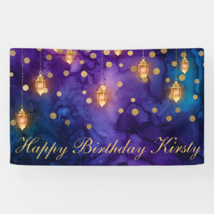 Banderoles Mystic Purple Blue Lanterns Bokeh fête d'anniversa