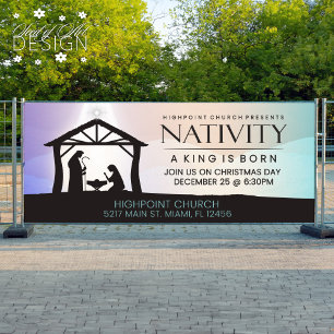 Banderoles Nativité Un roi est né Eglise Service religieux