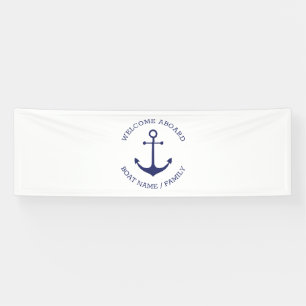 Banderoles Nautical anchor custom Boat name Welcome Aboard 
