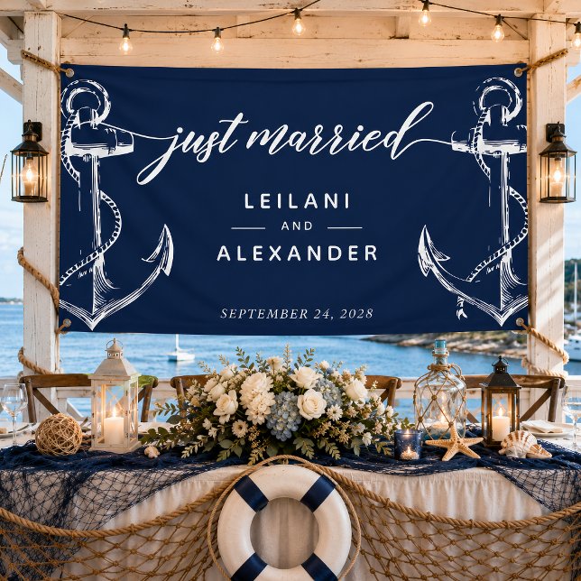 Banderoles Nautical Anchor Mariage (Nautical welcome wedding banner perfect for the ocean lover bride and groom. )