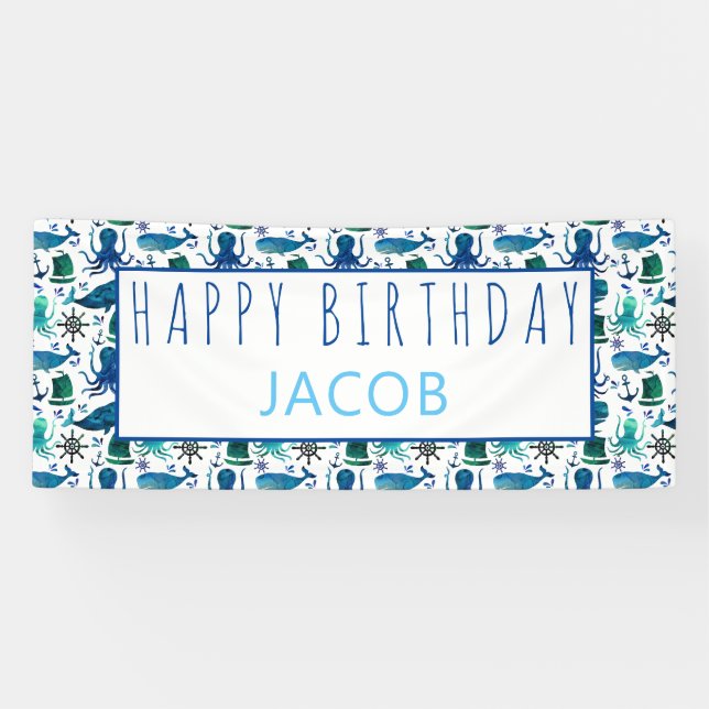 Banderoles Nautique marin de joyeux anniversaire sous les (Horizontal)