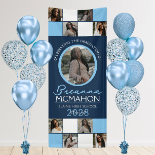 Banderoles Navy & Baby Blue 9 Photo Collage Graduation Vinyl