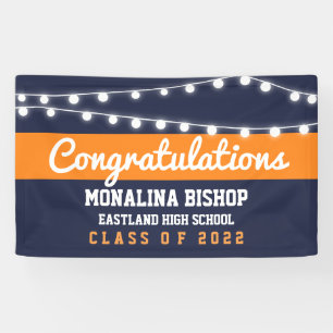 Banderoles Navy Blue Orange Graduate Bold Script Pays