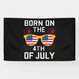 Banderoles Né le 4 juillet Lunettes de soleil d'anniversaire 