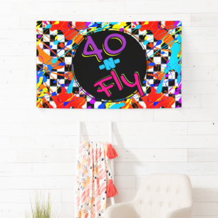 Banderoles Neon 80's Retro 40 in Fly Hip hop 40th Birthday