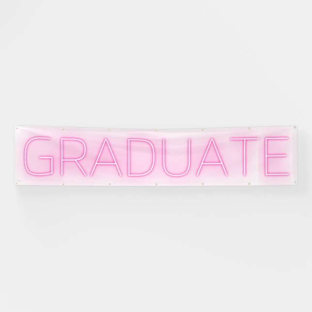 Banderoles NEON Blanc Énorme ROSE Moderne Grad Faire-part (Horizontal)