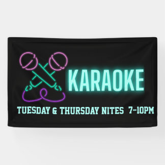 Banderoles Neon Karaoke Mics and Text Custom Banner