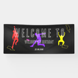 Banderoles Neon Let's Jump Enfants 9e Anniversaire Bienvenue