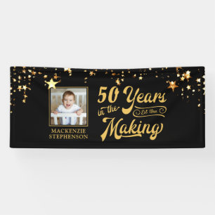Banderoles N'importe quel anniversaire Black Gold Stars Année