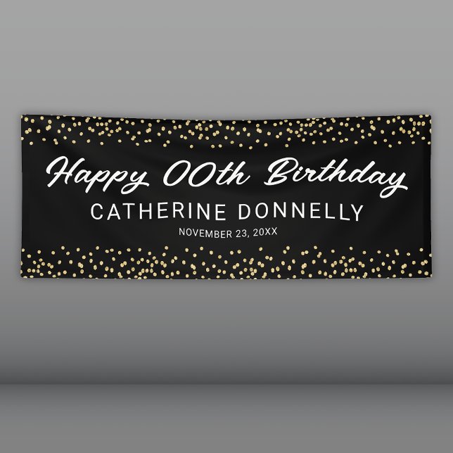 Banderoles N'importe quelle année Black Gold Joyeux anniversa (Créateur téléchargé)