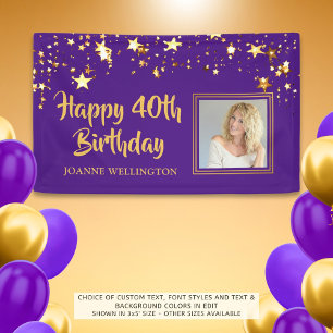 Banderoles N'importe quelle photo d'anniversaire Purple Gold 
