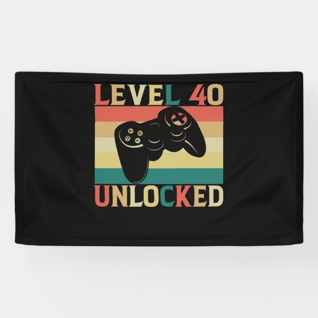 Banderoles Niveau 40 Jeu vidéo déverrouillé 40e anniversaire (Horizontal)