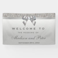 Noces de diamant argentées d'arc de paillettes de