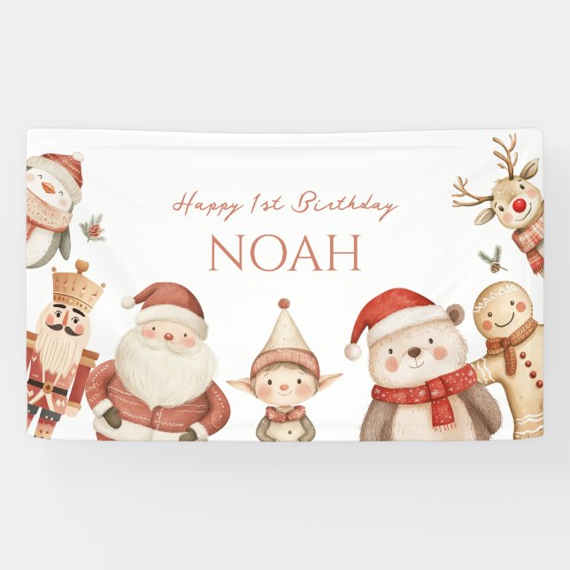 Banderoles Noël 1er anniversaire Invitation pour garçons hive (Horizontal)