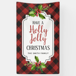 Banderoles Noël de plaid de Buffalo rouge et noir