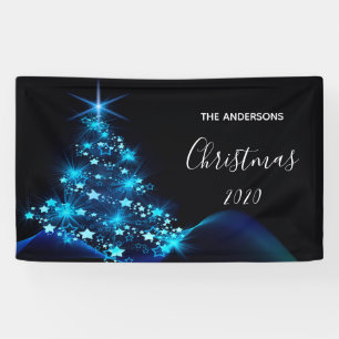 Banderoles Noël fête noir bleu moderne brillant arbre