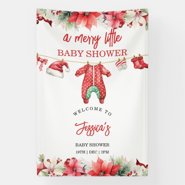 Banderoles Noël Joyeux petit Baby shower Affiche de bienvenue (Verticale)