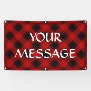 Banderoles Noël plaid motif rouge et noir