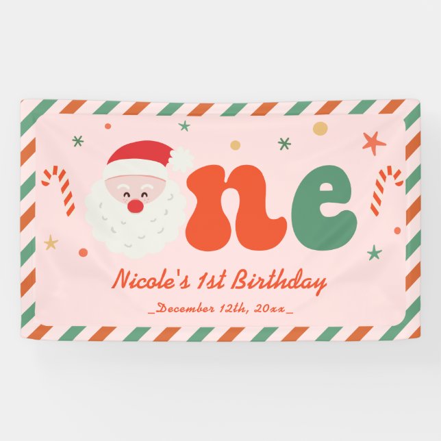 Banderoles Noël rose 1er anniversaire (Horizontal)