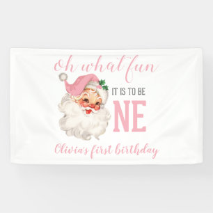 Banderoles Noël Rose Santa Premier Anniversaire