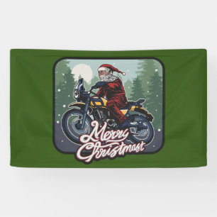Banderoles Noël Santa Claus équitation moto