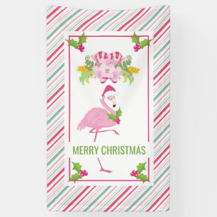 Banderoles Noël tropical Flamant rose rose