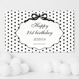 Banderoles Nœud à pois noir et blanc pour fête d'anniversaire