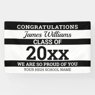 Banderoles Noir Blanc Félicitations Classe De 2022 Diplômé