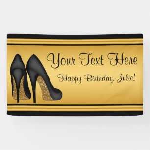 Banderoles Noir et fête d'anniversaire de chaussure de talon