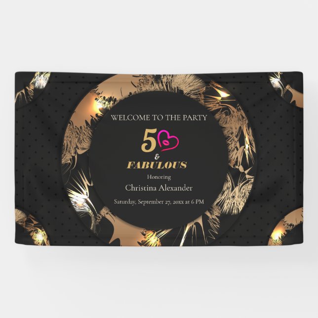 Banderoles Noir et Or 50e Anniversaire    ClassicInvit (Horizontal)