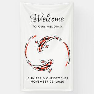 Banderoles Noir & Rouge Japonais Poisson Koi Mariage artistiq